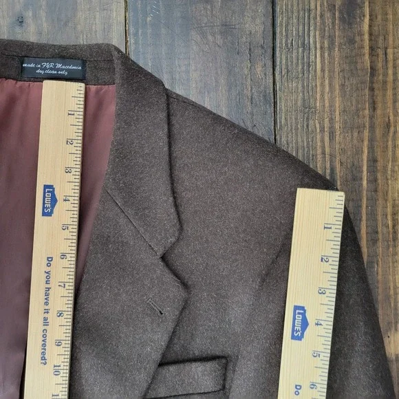 Mark Alexander Men's Sport Coat Blazer Brown Flannel Cashmere Blend 44L